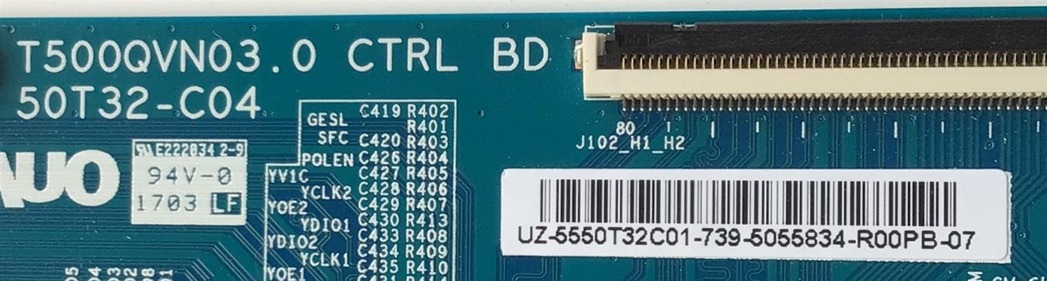 KIT DE TARJETAS PARA TV ELEMENT / MAIN 890-M00-01E11 / CV938H-B / E17062-SY / 705-500-L7FDM / FUENTE 890-PM3-5055 / MP5055-158V660 / 5055L030059171406001 / T-CON 5550T32C01 / T500QVN03.0 CTRL BD / 50T32-C04 / PANEL T500-0UK-DLED / MODELO EL4KAMZ5017 - Imagen 2